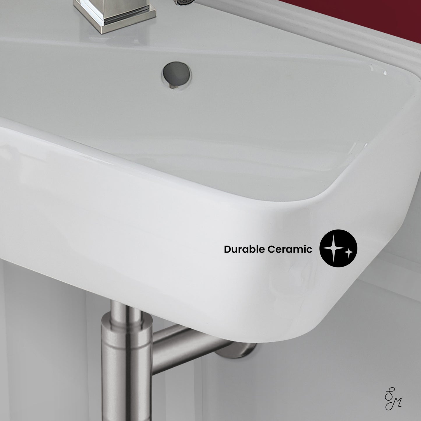Swiss Madison, Plaisir 18 x 11 Ceramic Wall Hung Sink with Left Side Faucet Mount
