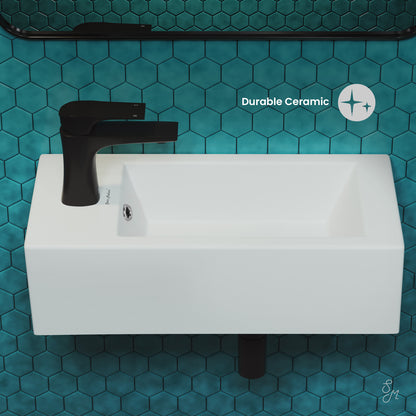 Swiss Madison, Voltaire 19.5 x 10 Rectangular Ceramic Wall Hung Sink with Left Side Faucet Mount