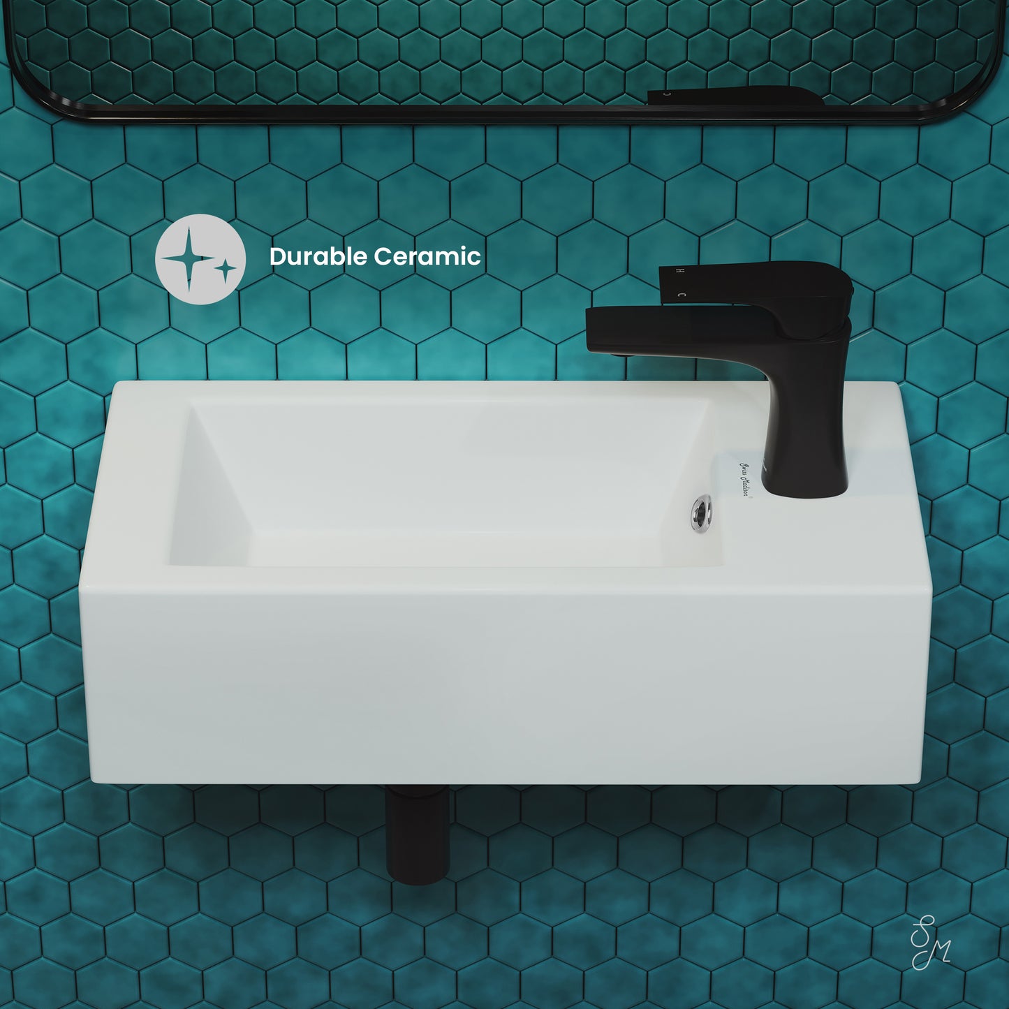 Swiss Madison, Voltaire 19.5 x 10 Rectangular Ceramic Wall Hung Sink with Right Side Faucet Mount