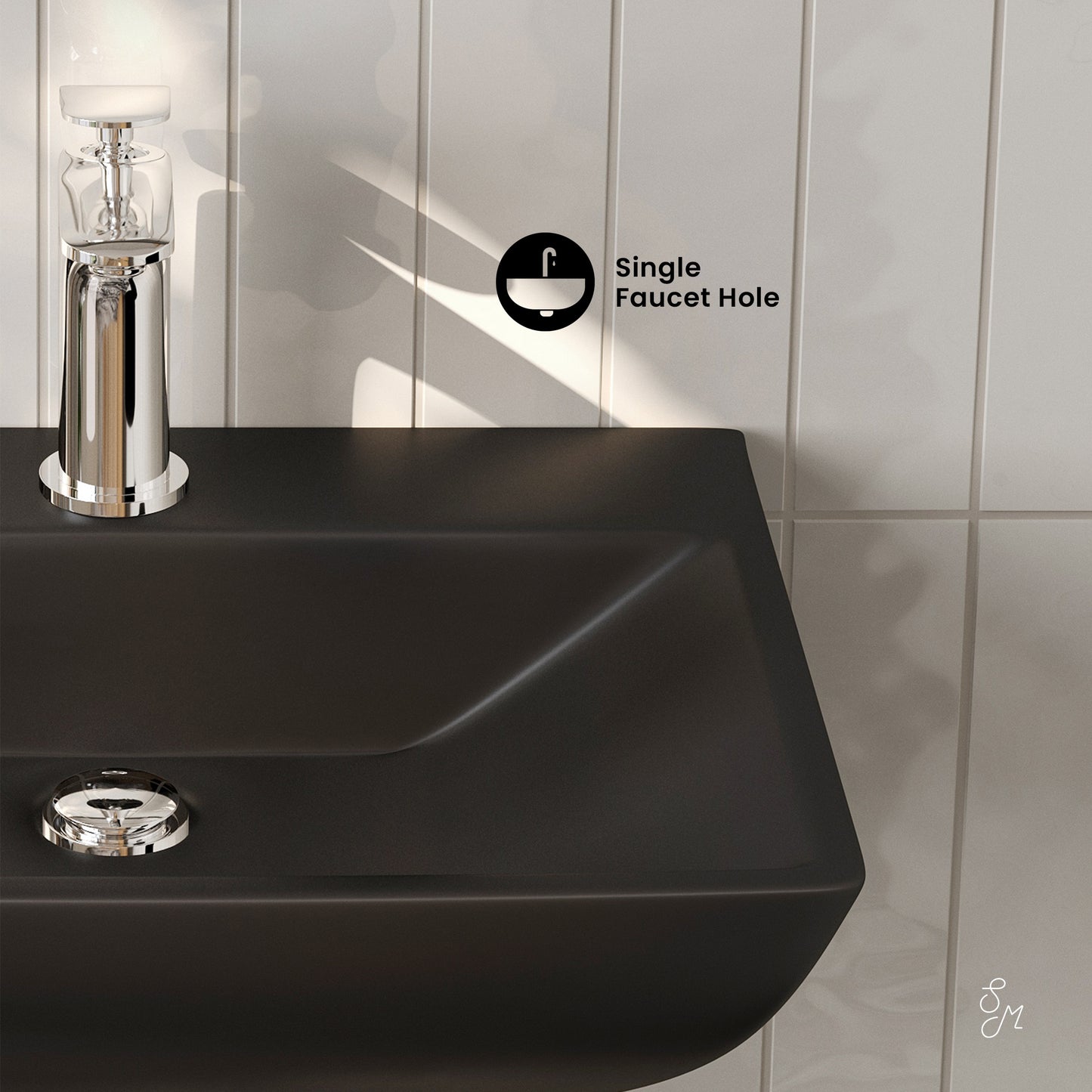 Swiss Madison, Sublime 18" Ceramic Wall Hung Sink in Matte Black