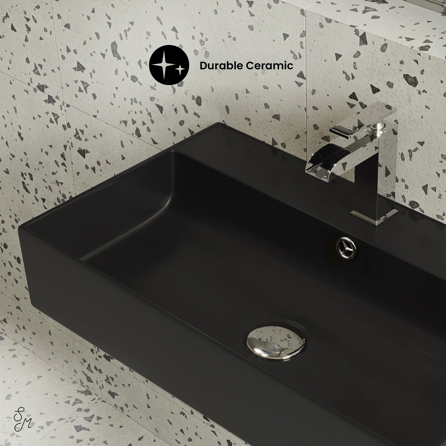 Swiss Madison, Claire 22" Rectangle Wall-Mount Bathroom Sink in Matte Black