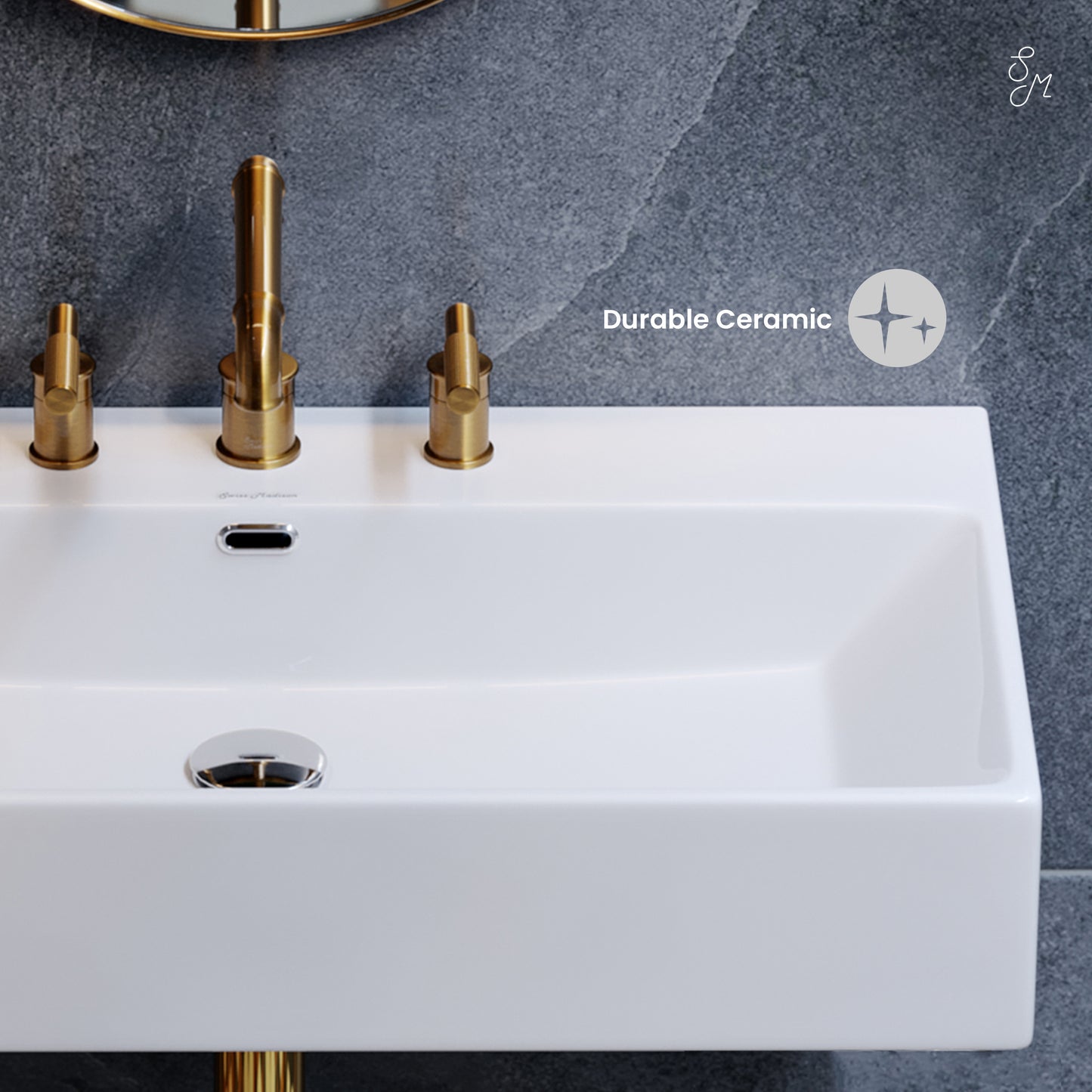 Swiss Madison, Claire 30" Rectangle Wall-Mount Bathroom Sink with 8" Widespread Holes
