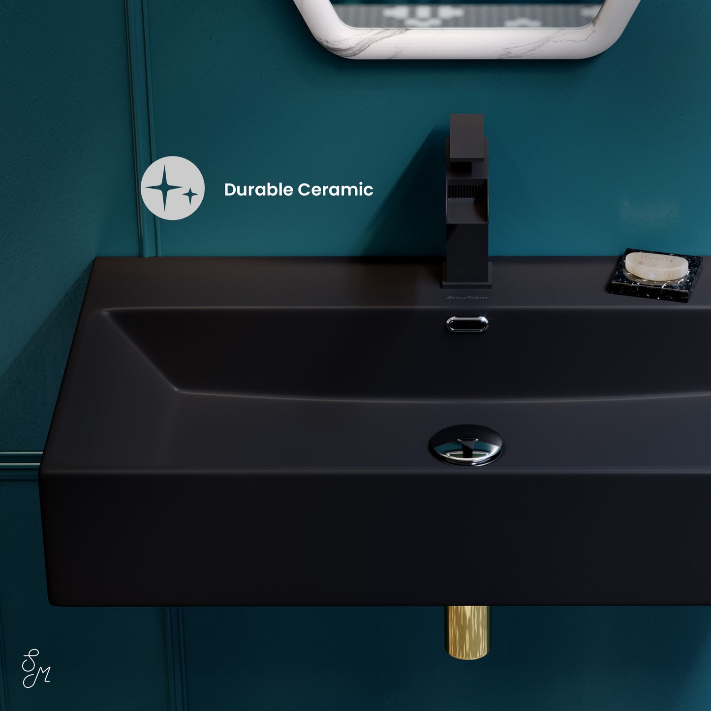 Swiss Madison, Claire 30" Rectangle Wall-Mount Bathroom Sink in Matte Black