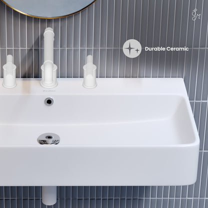 Swiss Madison, Carre 36" Wall-Mount Bathroom Sink with 8" Widespread Holes