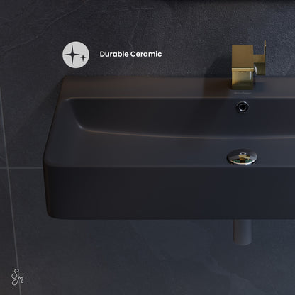 Swiss Madison, Carre 36"  Rectangle Wall-Mount Bathroom Sink in Matte Black