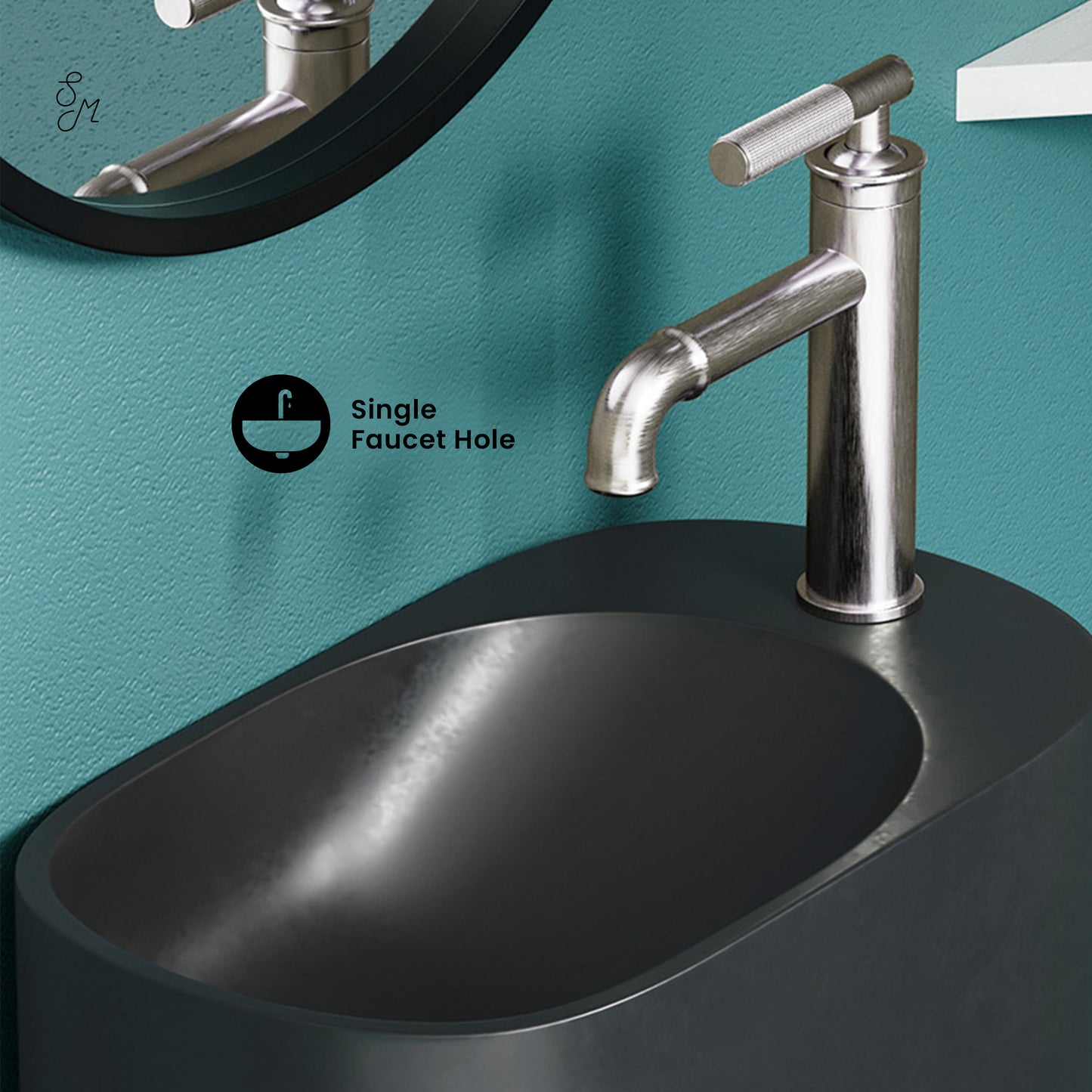 Swiss Madison, Terre 18" Right Side Faucet Wall-Mount Bathroom Sink in Black