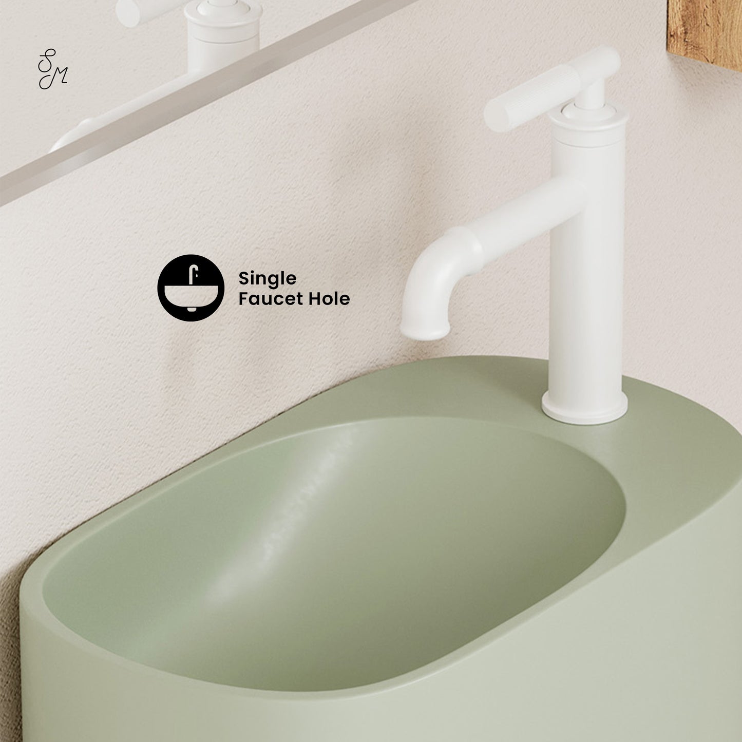 Swiss Madison, Terre 18" Right Side Faucet Wall-Mount Bathroom Sink in Palm Green