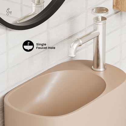 Swiss Madison, Terre 18" Right Side Faucet Wall-Mount Bathroom Sink in Pastel Peach