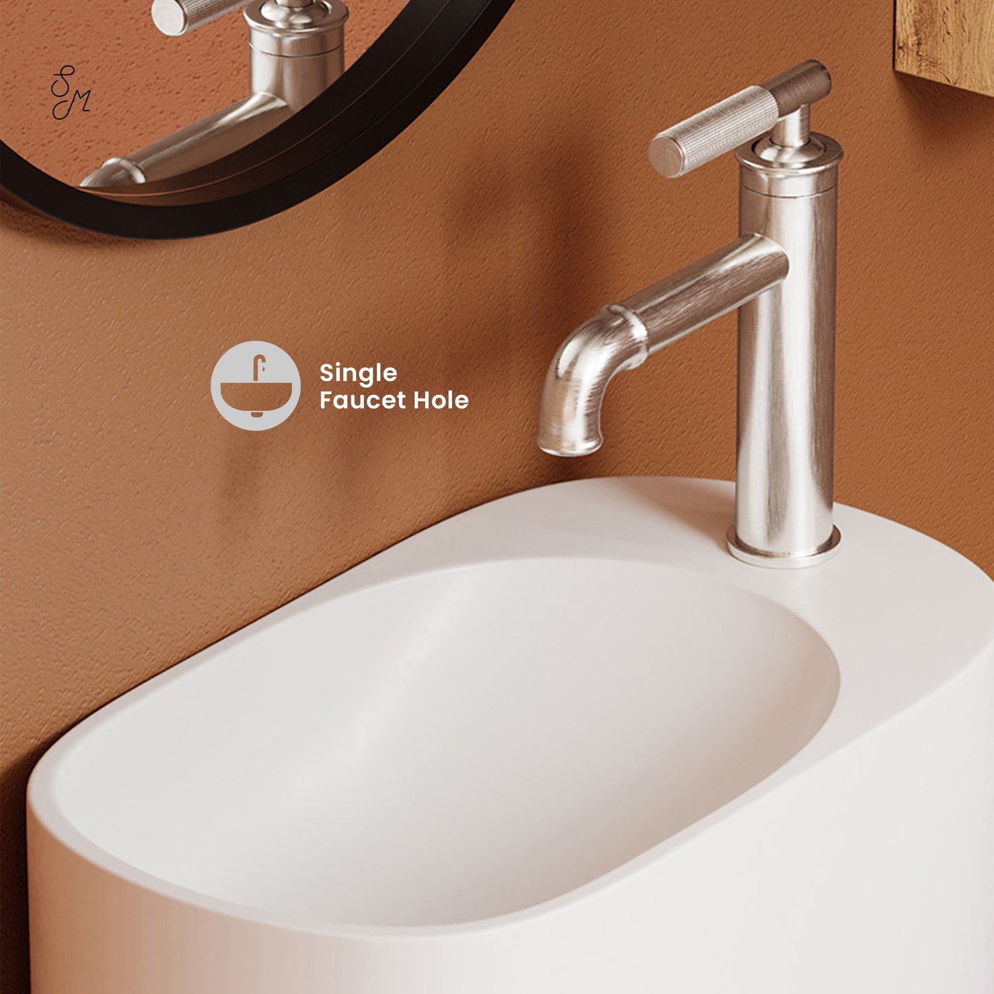 Swiss Madison, Terre 18" Right Side Faucet Wall-Mount Bathroom Sink in White