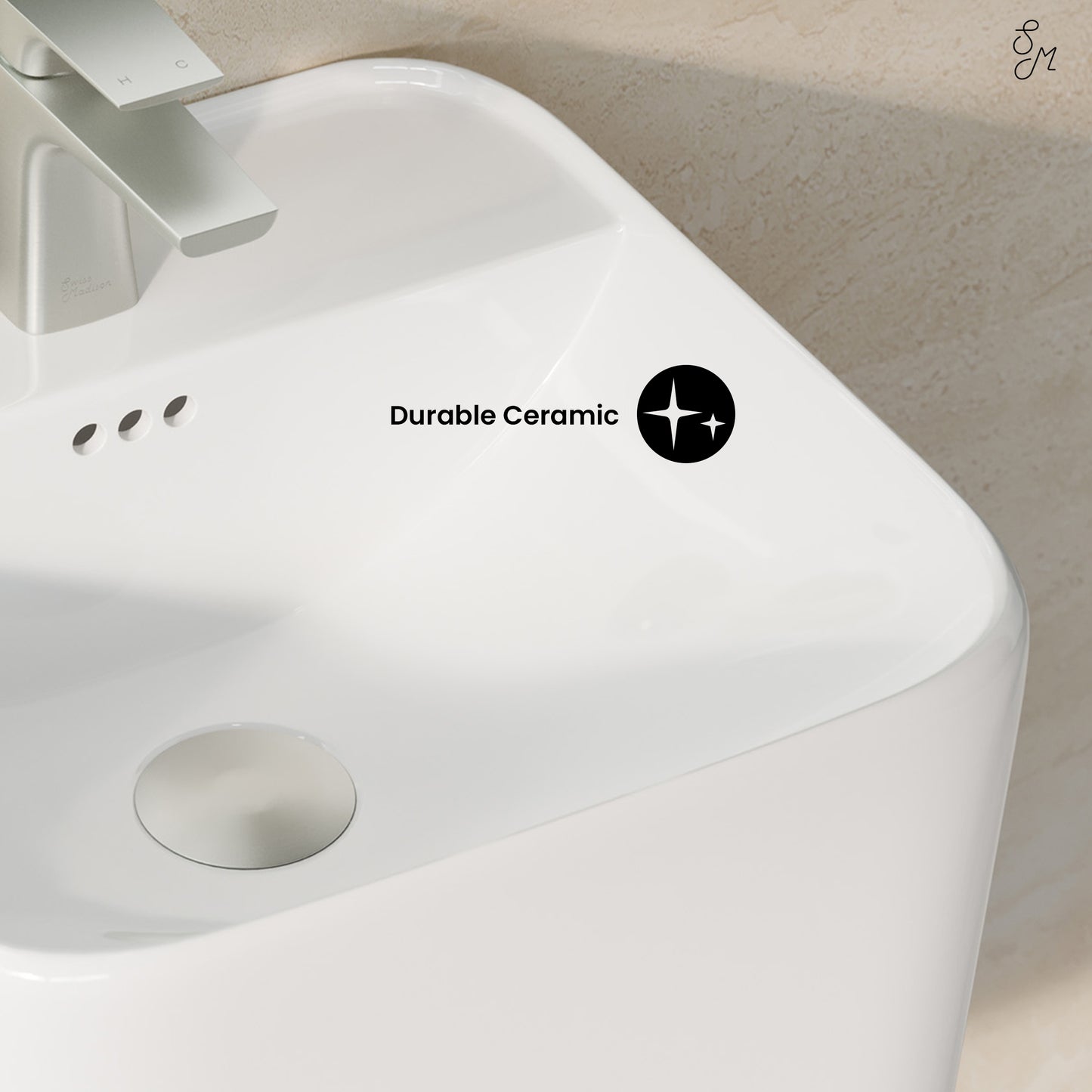 Swiss Madison, Carre 17.5" Wall-Mount Bathroom Sink