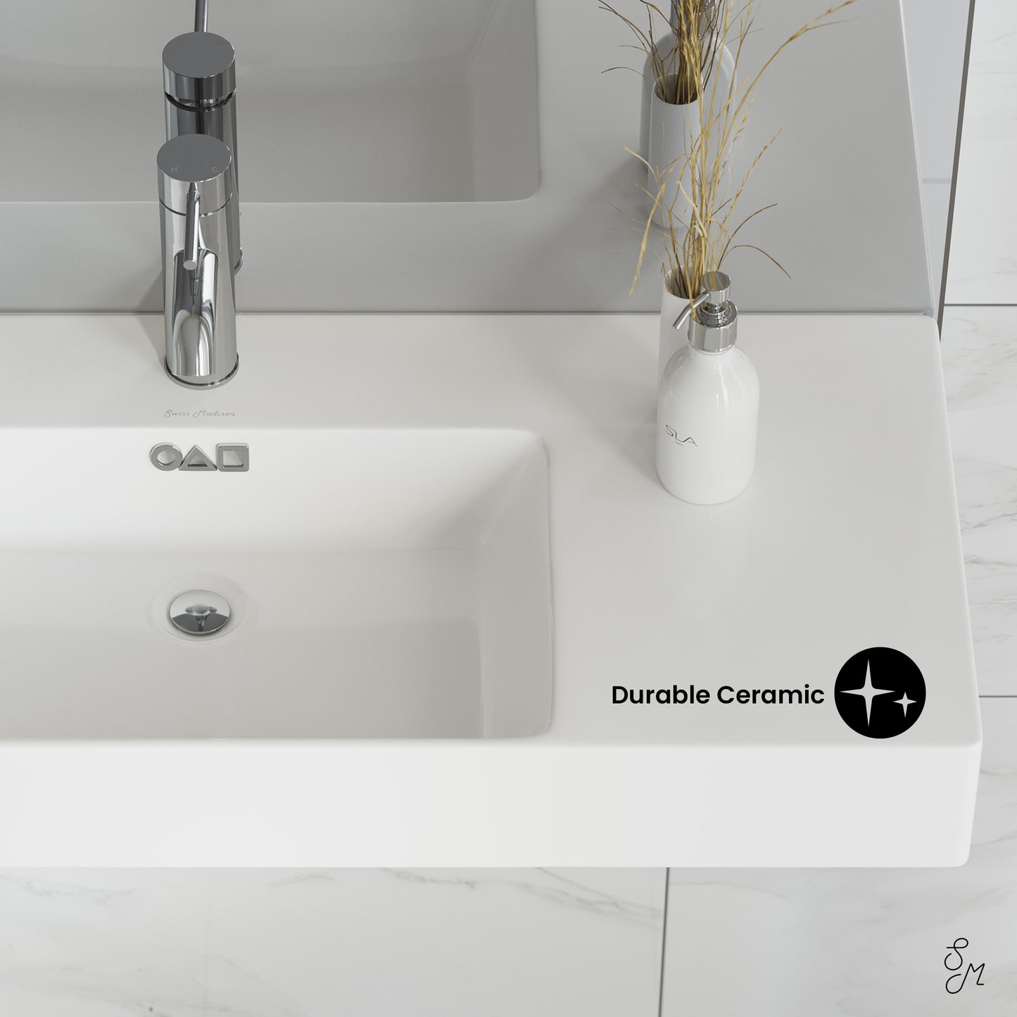 Swiss Madison, St. Tropez 30" Rectangle Wall-Mounted Sink with Left Side Faucet Mount
