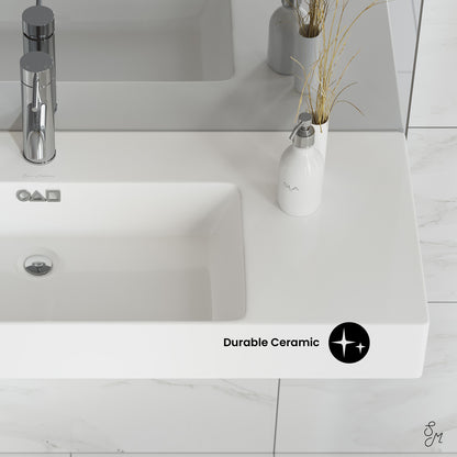 Swiss Madison, St. Tropez 36" Rectangle Wall-Mounted Sink with Left Side Faucet Mount