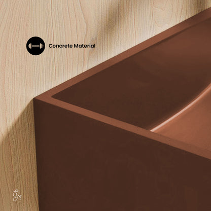Swiss Madison, Lisse 16" Concrete Rectangle Wall-Mounted Sink with Right Side Faucet Mount in Matte Terracotta