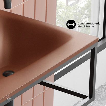 Swiss Madison, Lisse 24" Rectangle Concrete Wall-Mount Bathroom Sink in Terracotta with Matte Black Frame