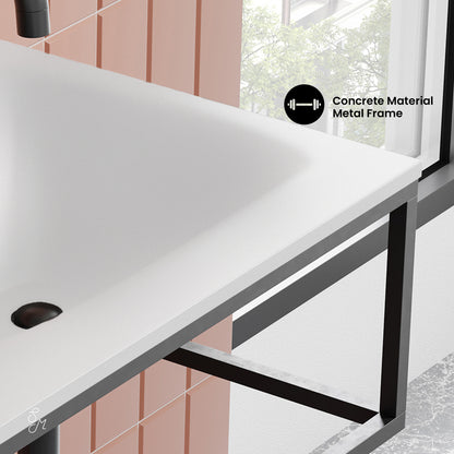 Swiss Madison, Lisse 24" Rectangle Concrete Wall-Mount Bathroom Sink in Matte White with Matte Black Frame