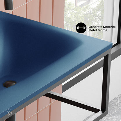 Swiss Madison, Lisse 24" Rectangle Concrete Wall-Mount Bathroom Sink in Royal Blue with Matte Black Frame