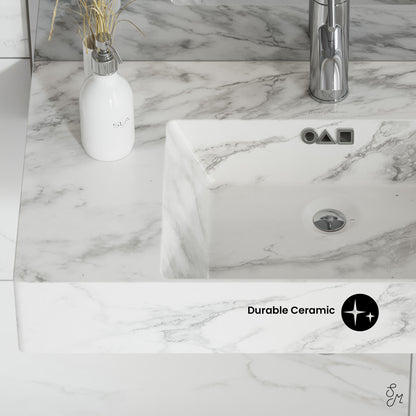 Swiss Madison, St. Tropez 24" Right Side Faucet Wall-Mount Bathroom Sink in White Marble