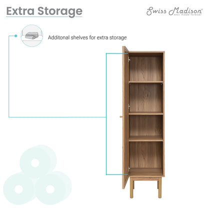 Swiss Madison, Classe 15.5 x 15 x 60 Freestanding Linen Cabinet in Toppan Oak