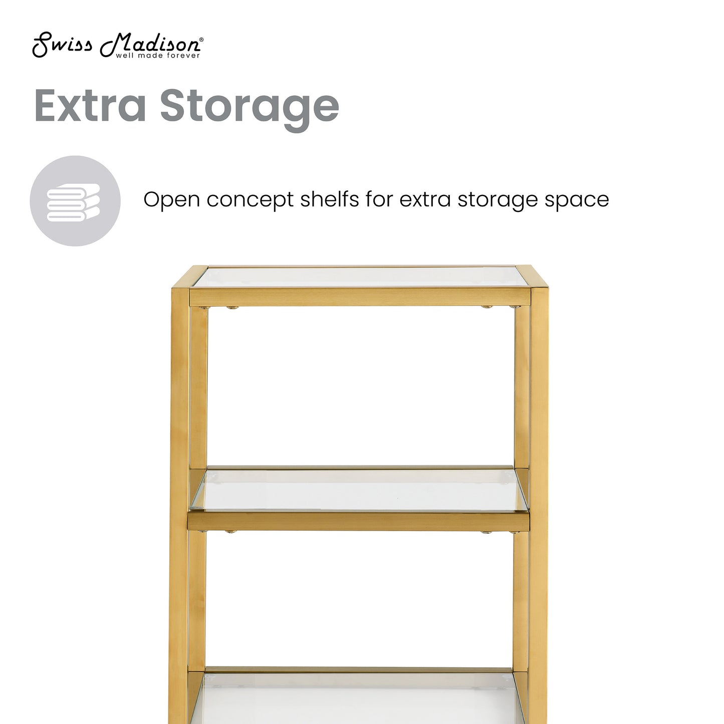 Swiss Madison, Pierre 16"x20"x10" Wall-Mounted Linen Cabinet in Brushed Gold