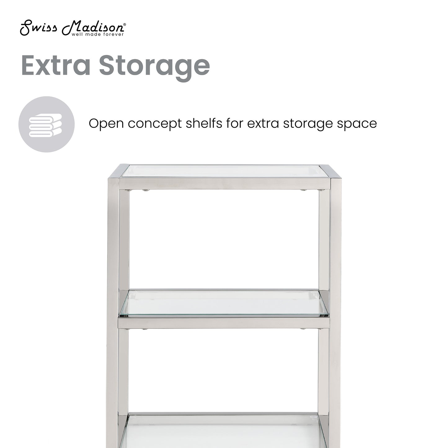 Swiss Madison, Pierre 16"x20"x10" Wall-Mounted Linen Cabinet in Chrome
