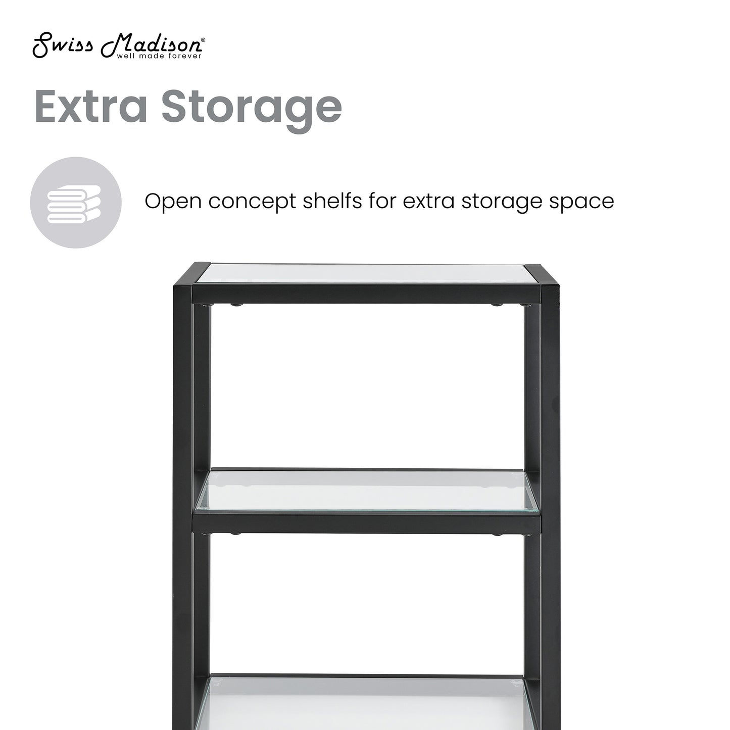 Swiss Madison, Pierre 16"x20"x10" Wall-Mounted Linen Cabinet in Matte Black