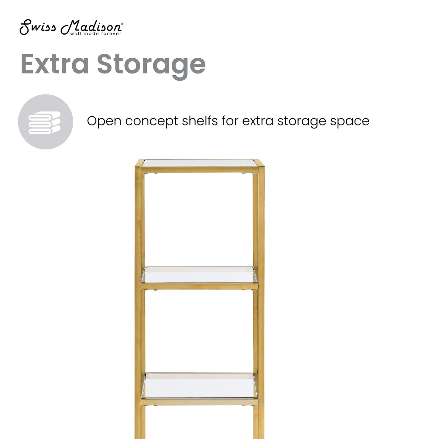 Swiss Madison, Pierre 16"x65"x14" Freestanding Linen Cabinet in Brushed Gold