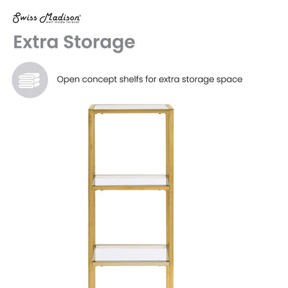 Swiss Madison, Pierre 16"x65"x14" Freestanding Linen Cabinet in Brushed Gold