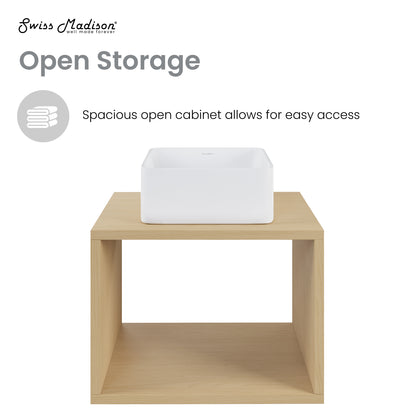 Swiss Madison, Concorde 24" Wall-Mounted Bathroom Vanity in Natural Oak with Sink Top