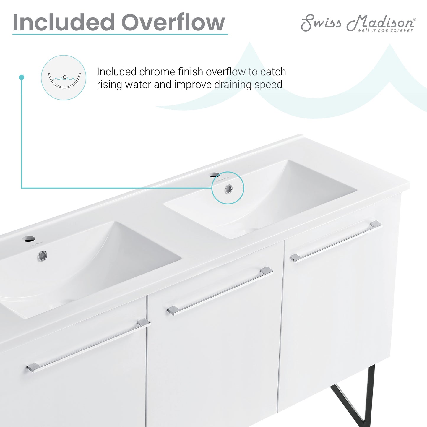 Swiss Madison, Annecy 60" Freestanding Bathroom Vanity in White with Sink Top