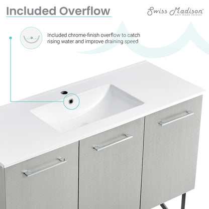Swiss Madison, Annecy 48" Freestanding Bathroom Vanity in Gray with Sink Top