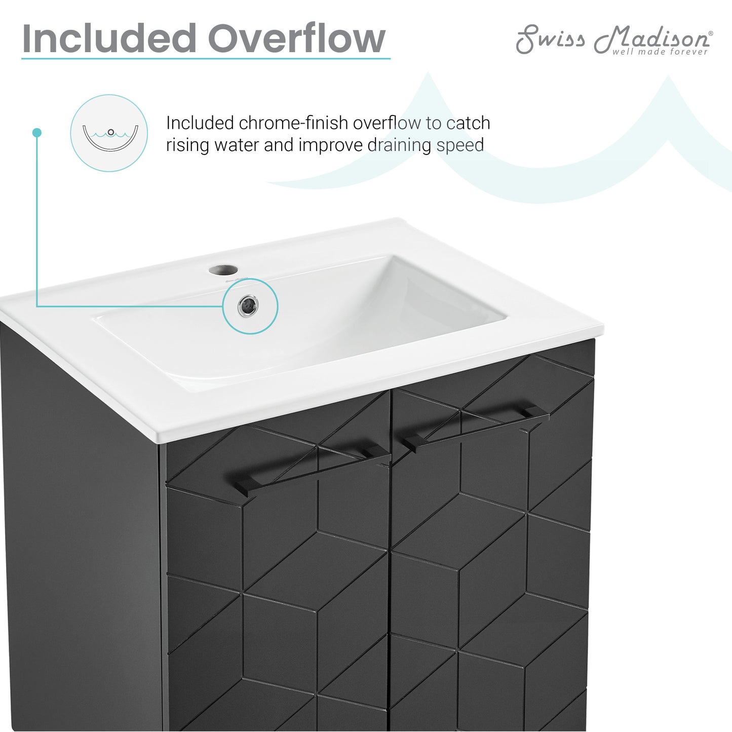 Swiss Madison, Annecy 24" Freestanding Bathroom Vanity in Phantom Black with Sink Top