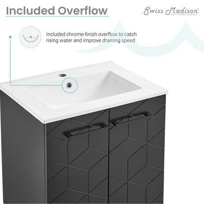 Swiss Madison, Annecy 24" Freestanding Bathroom Vanity in Phantom Black with Sink Top