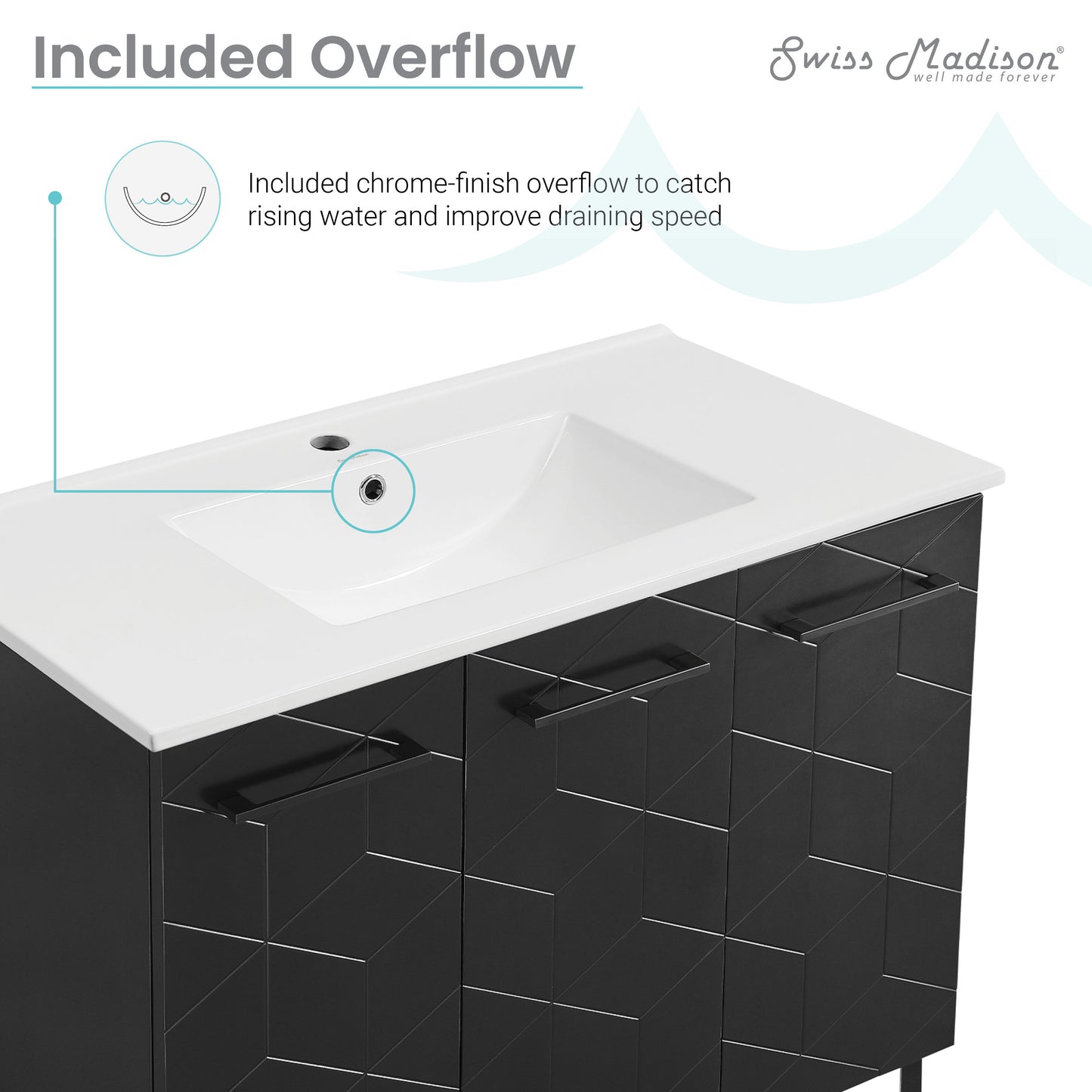 Swiss Madison, Annecy 36" Freestanding Bathroom Vanity in Phantom Black with Sink Top