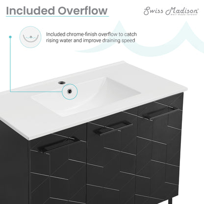 Swiss Madison, Annecy 36" Freestanding Bathroom Vanity in Phantom Black with Sink Top