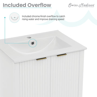 Swiss Madison, Bastille 24" Freestanding Bathroom Vanity in White with Sink Top