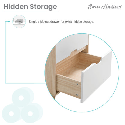 Swiss Madison, Brusque 24" Freestanding Bathroom Vanity in Natural Oak with Sink Top