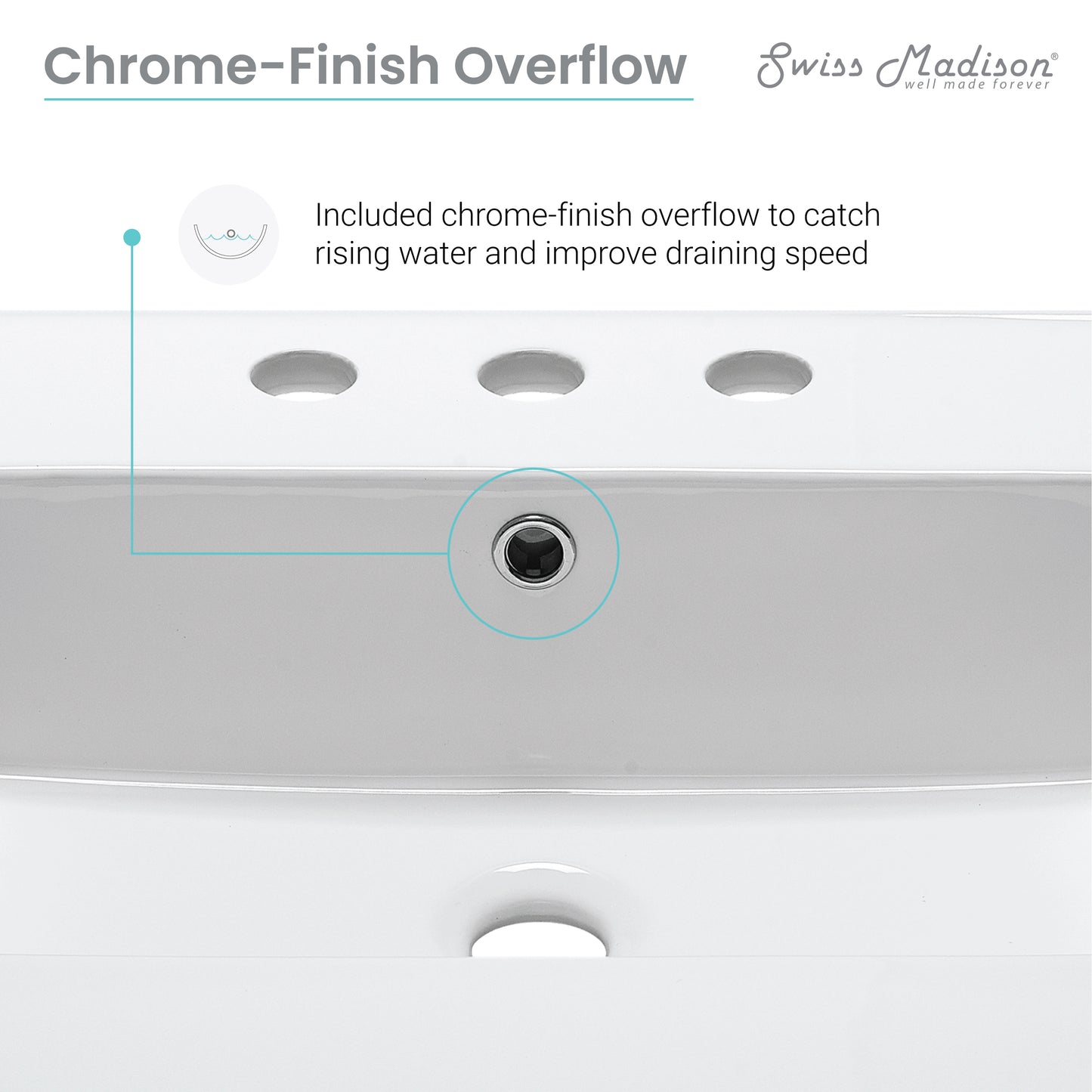 Swiss Madison, Cannes 24 in. White Bathroom Vanity With White, 3-Hole Ceramic Sink Top