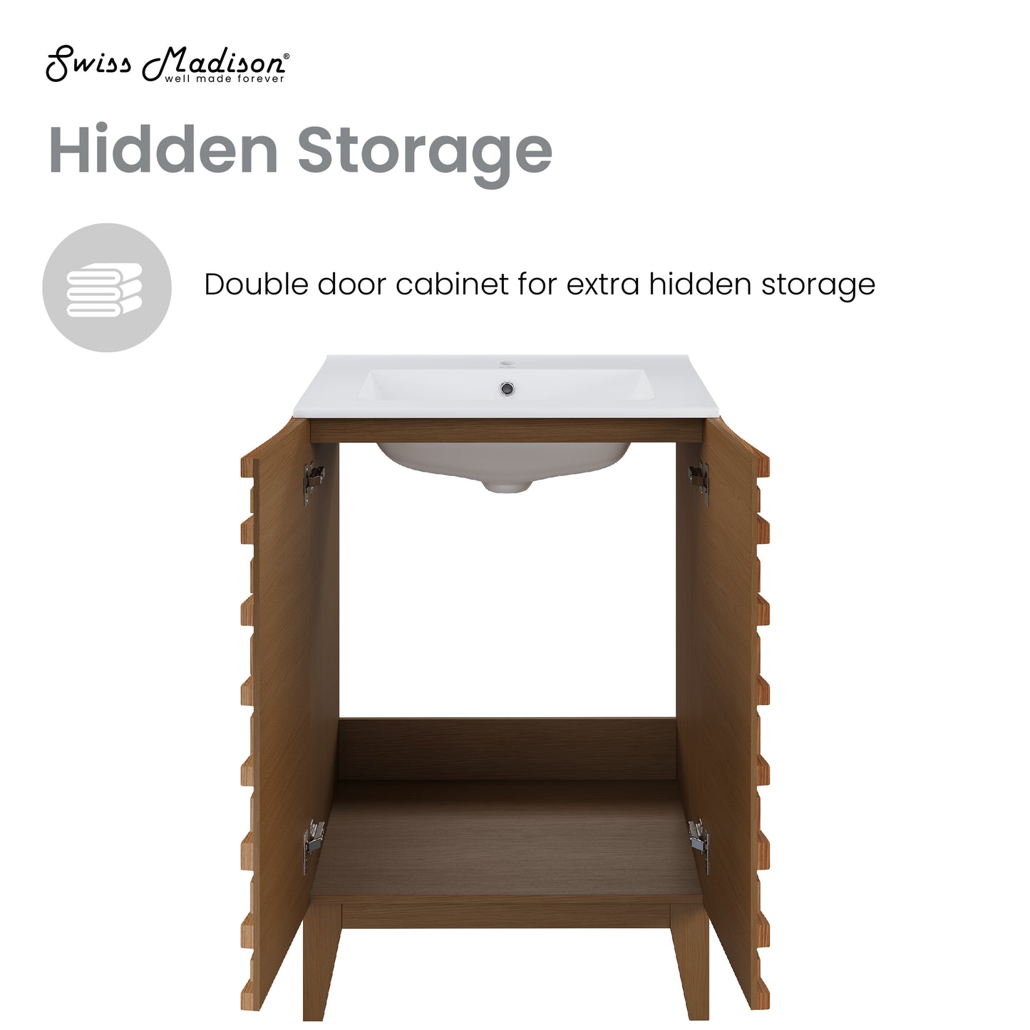Swiss Madison, Cascade 24'' Bathroom Vanity in Brown Oak
