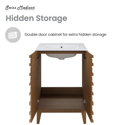 Swiss Madison, Cascade 24'' Bathroom Vanity in Brown Oak
