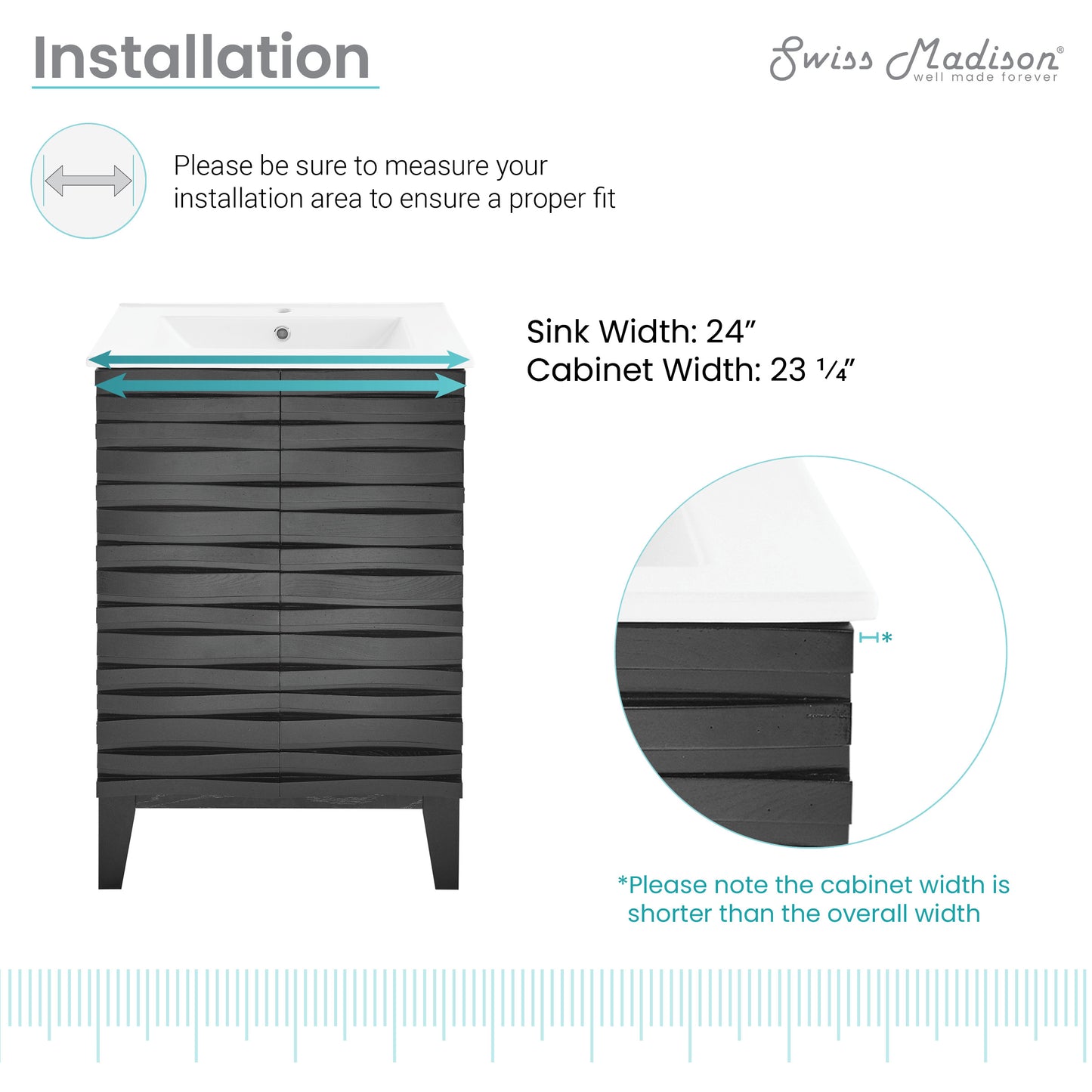 Swiss Madison, Cascade 24" Bathroom Vanity in Black