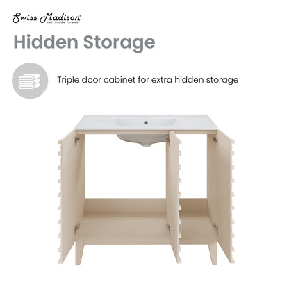Swiss Madison, Cascade 36'' Bathroom Vanity in White