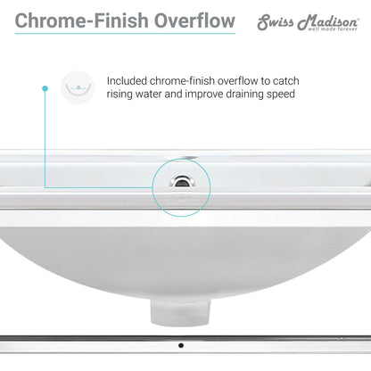 Swiss Madison, Pierre 24 Single, Open Shelf, Chrome Metal Frame Bathroom Vanity