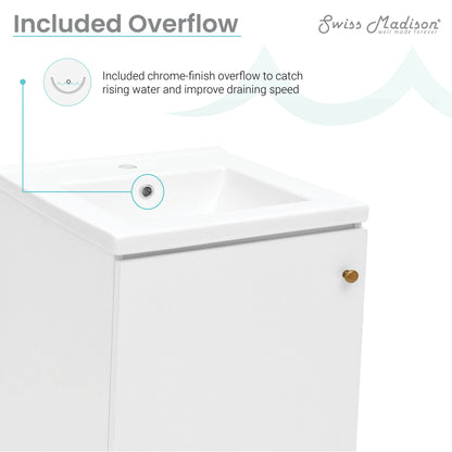 Swiss Madison, Manoir 18" Bathroom Vanity in White