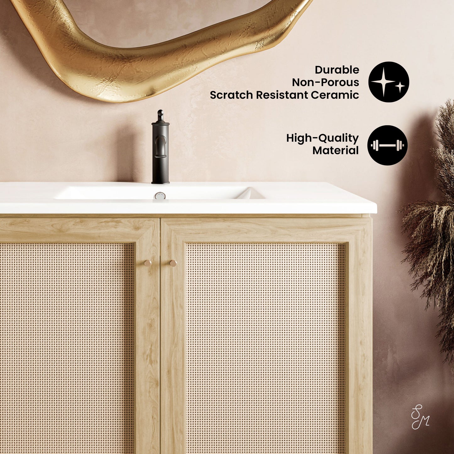 Swiss Madison Classe 36-inch freestanding bathroom vanity in Natural Oak — view 3