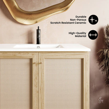 Swiss Madison Classe 36-inch freestanding bathroom vanity in Natural Oak — view 3