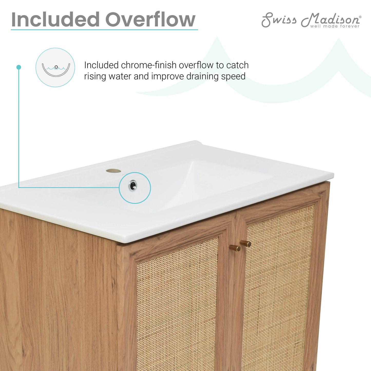 Swiss Madison, Classe 30" Freestanding Bathroom Vanity in Golden Oak with Sink Top