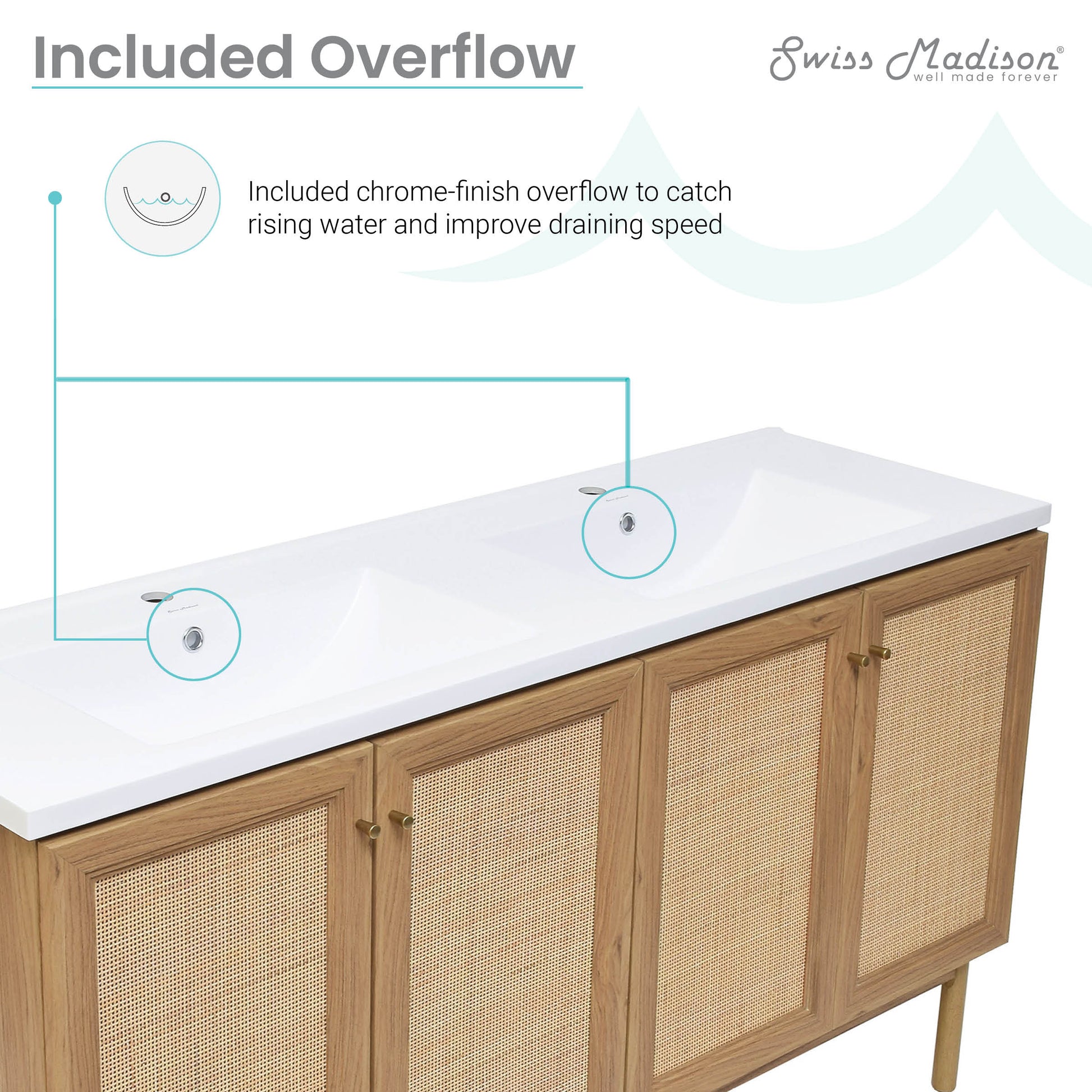 Swiss Madison Classe 60-inch freestanding bathroom vanity in Golden Oak — view 4
