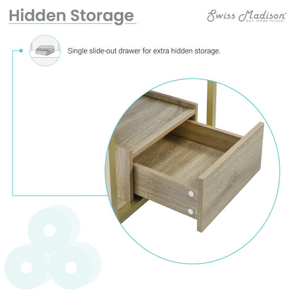 Swiss Madison, Beau 24" Open Shelf Natural Oak Frame Freestanding Bathroom Vanity with Sink Top