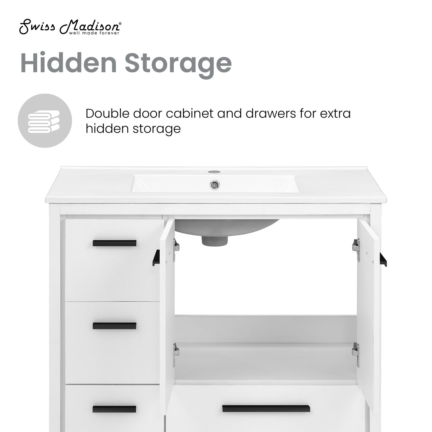 Swiss Madison, Virage 36 Freestanding, Bathroom Vanity in White