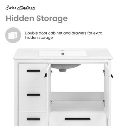 Swiss Madison, Virage 36 Freestanding, Bathroom Vanity in White